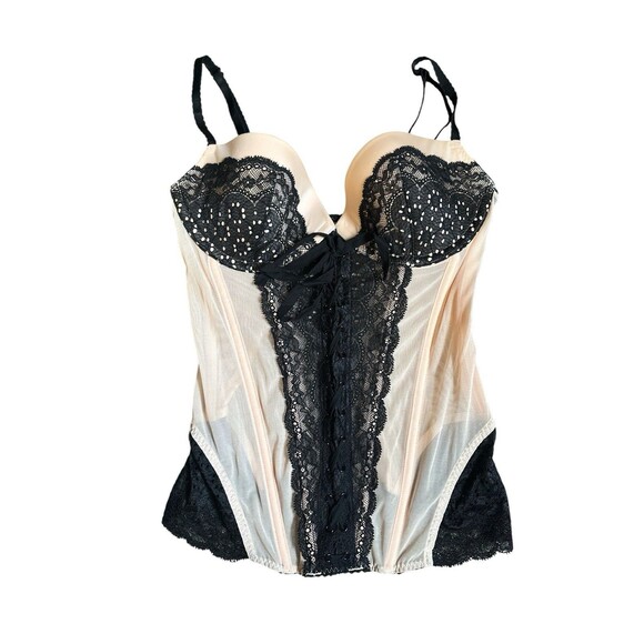 Victorias Secret Light Pink And Black Lacey Corset Lingerie Sexy  Size 36B - Picture 1 of 6